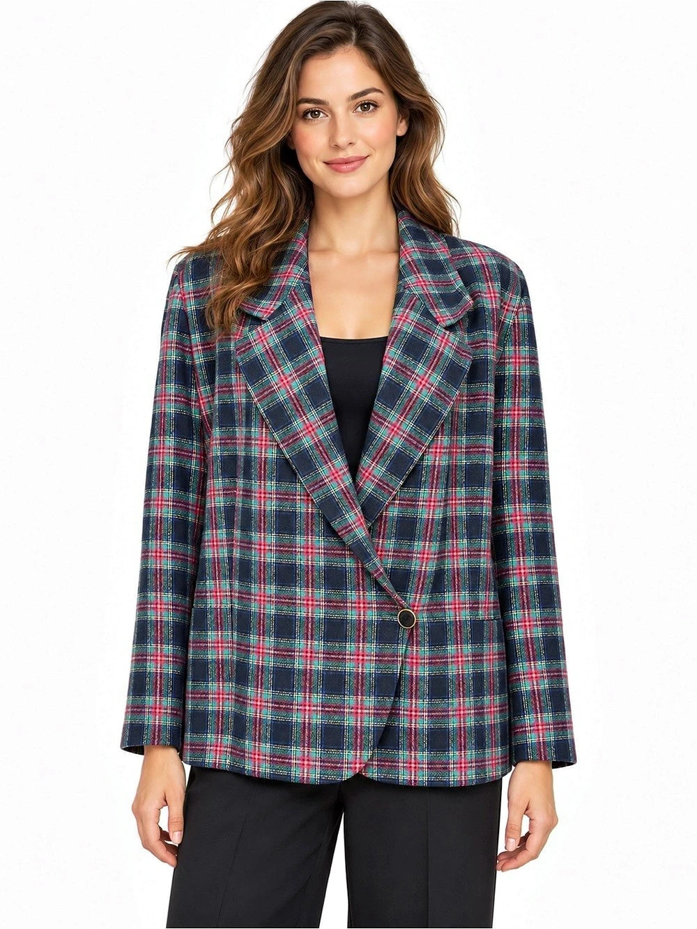 Vintage Pendleton Wool Tartan Plaid Blazer Women 22W Plus Size